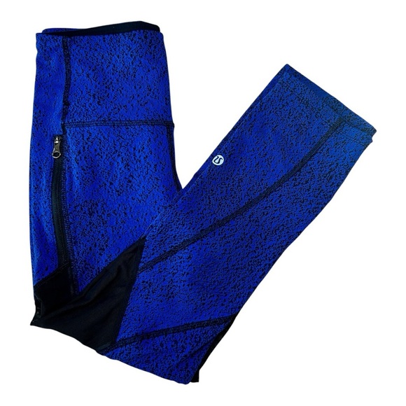 Authentic Lululemon Athletica Rush Hour Crop Capris Blue High-Waisted Leggings - Picture 3 of 6